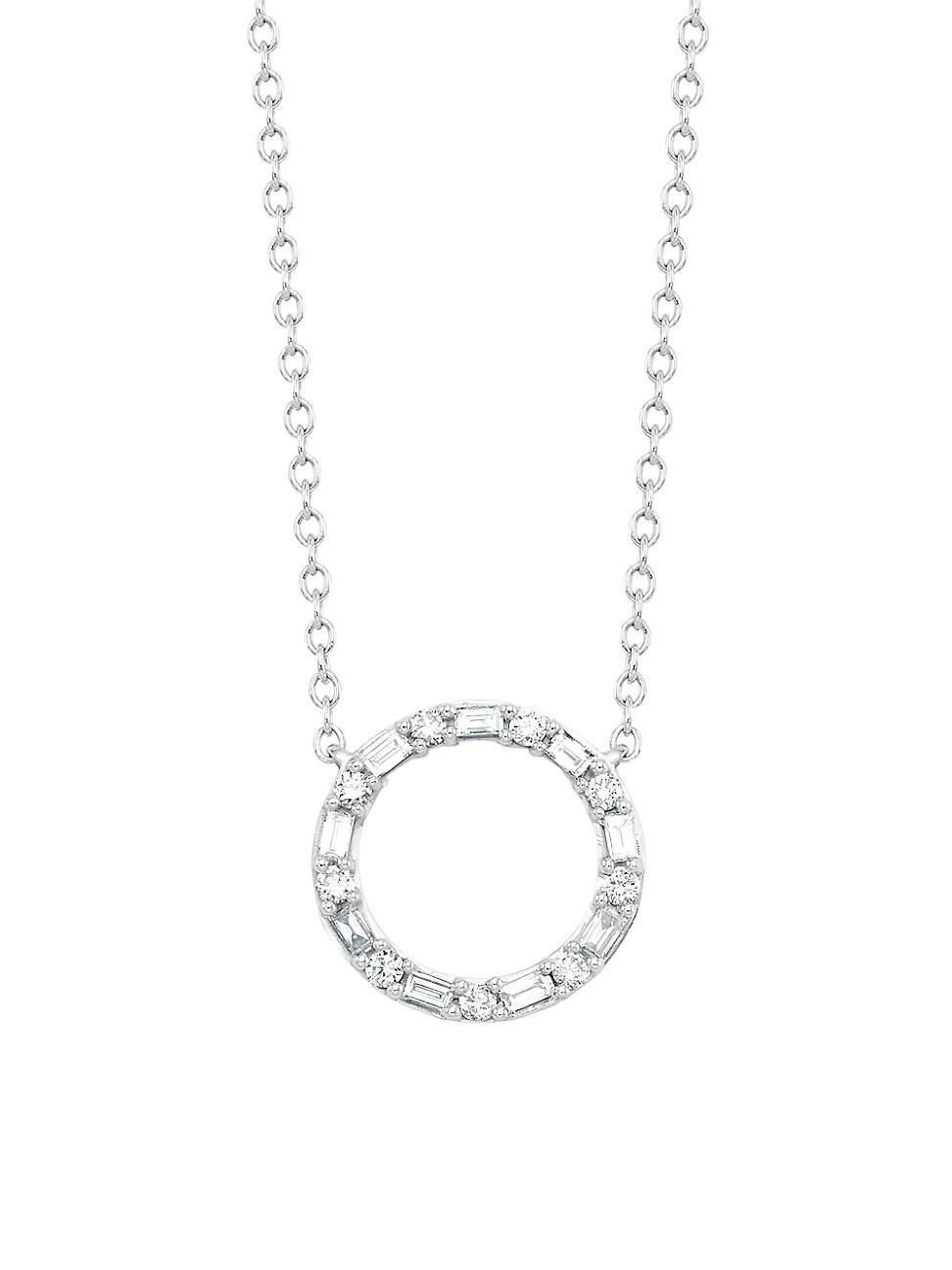 Womens 14K White Gold & 0.25 TCW Diamond Round Pendant Necklace Product Image