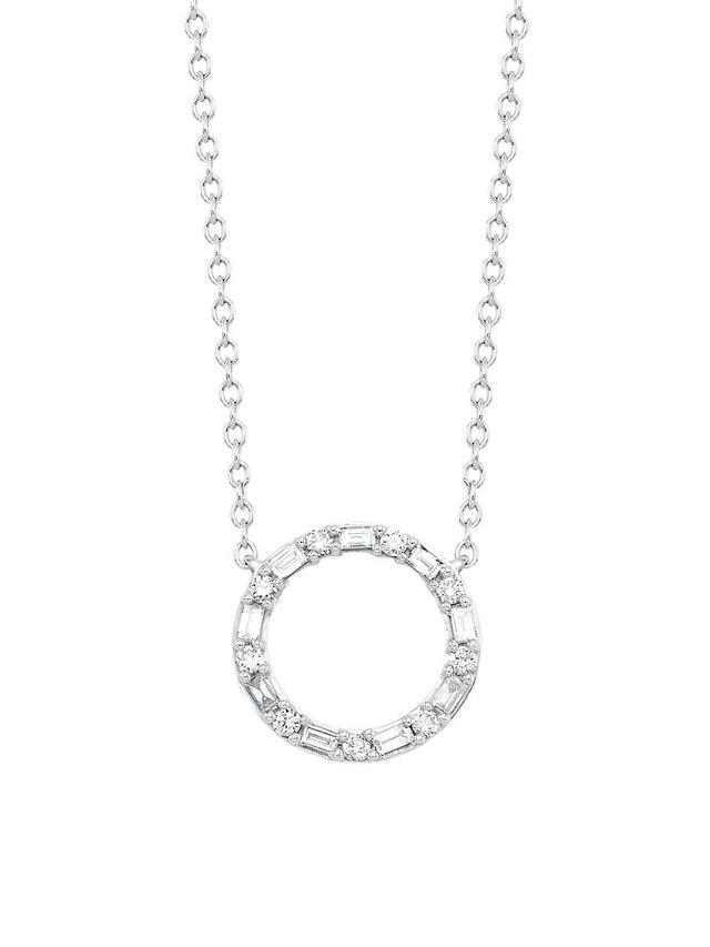 Womens 14K White Gold & 0.25 TCW Diamond Round Pendant Necklace Product Image