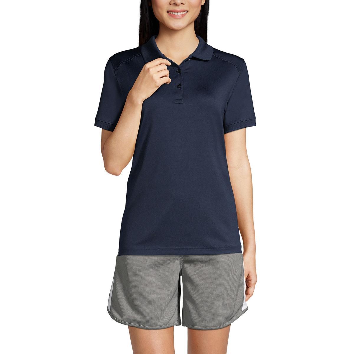 Womens Lands End Short Sleeve Rapid Dry Polo Shirt Dark Blue Product Image