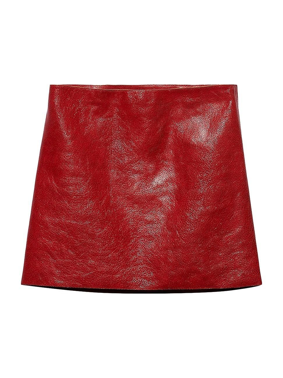 Womens Craquele Leather Miniskirt Product Image