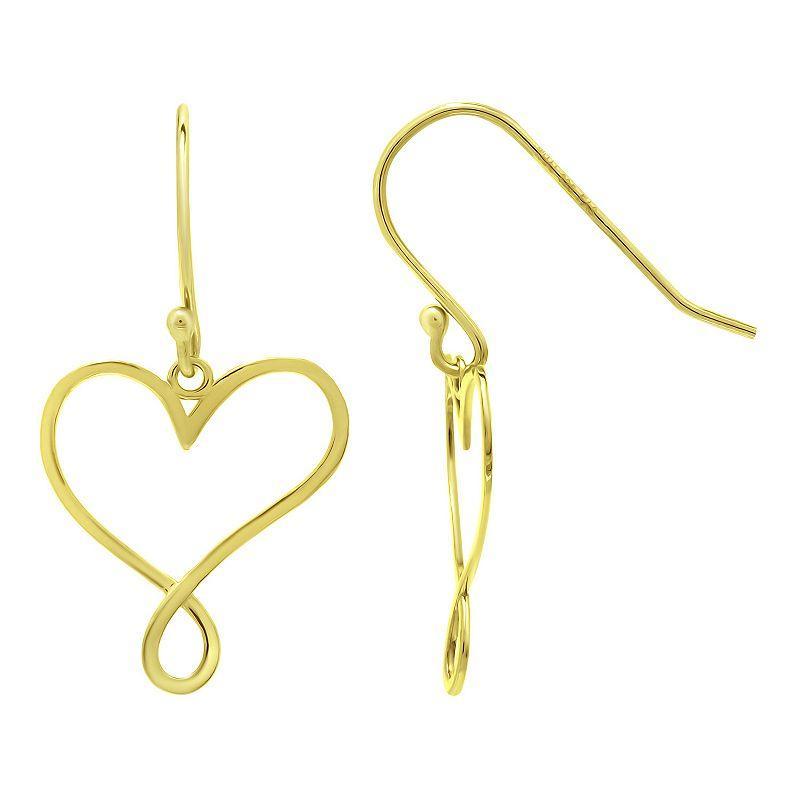 Aleure Precioso Infintiy Heart Fishhook Drop Earrings, Womens, Gold Product Image