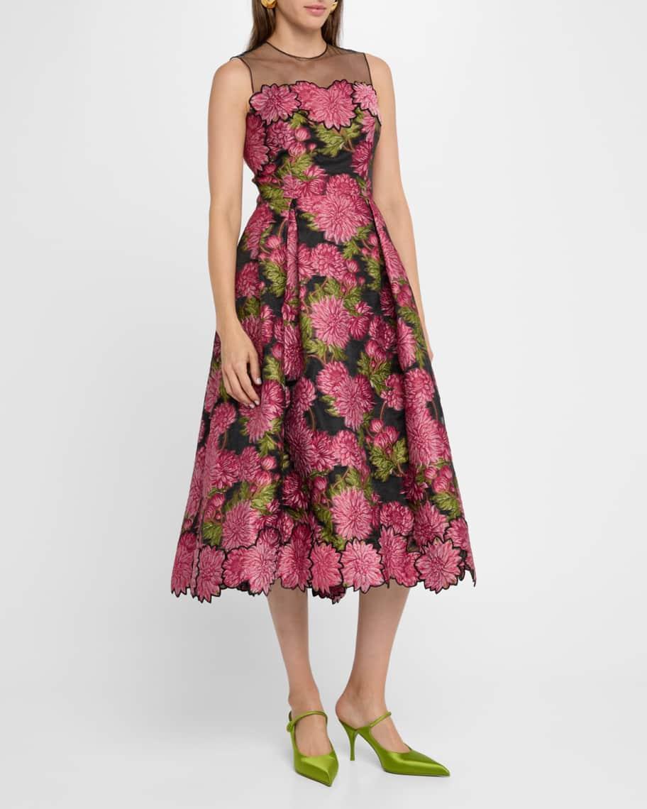 Floral Jacquard Illusion Midi Dress Product Image