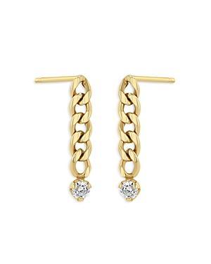 Zoe Chicco 14K Yellow Gold Prong Diamonds Diamond Curb Link Chain Drop Earrings Product Image