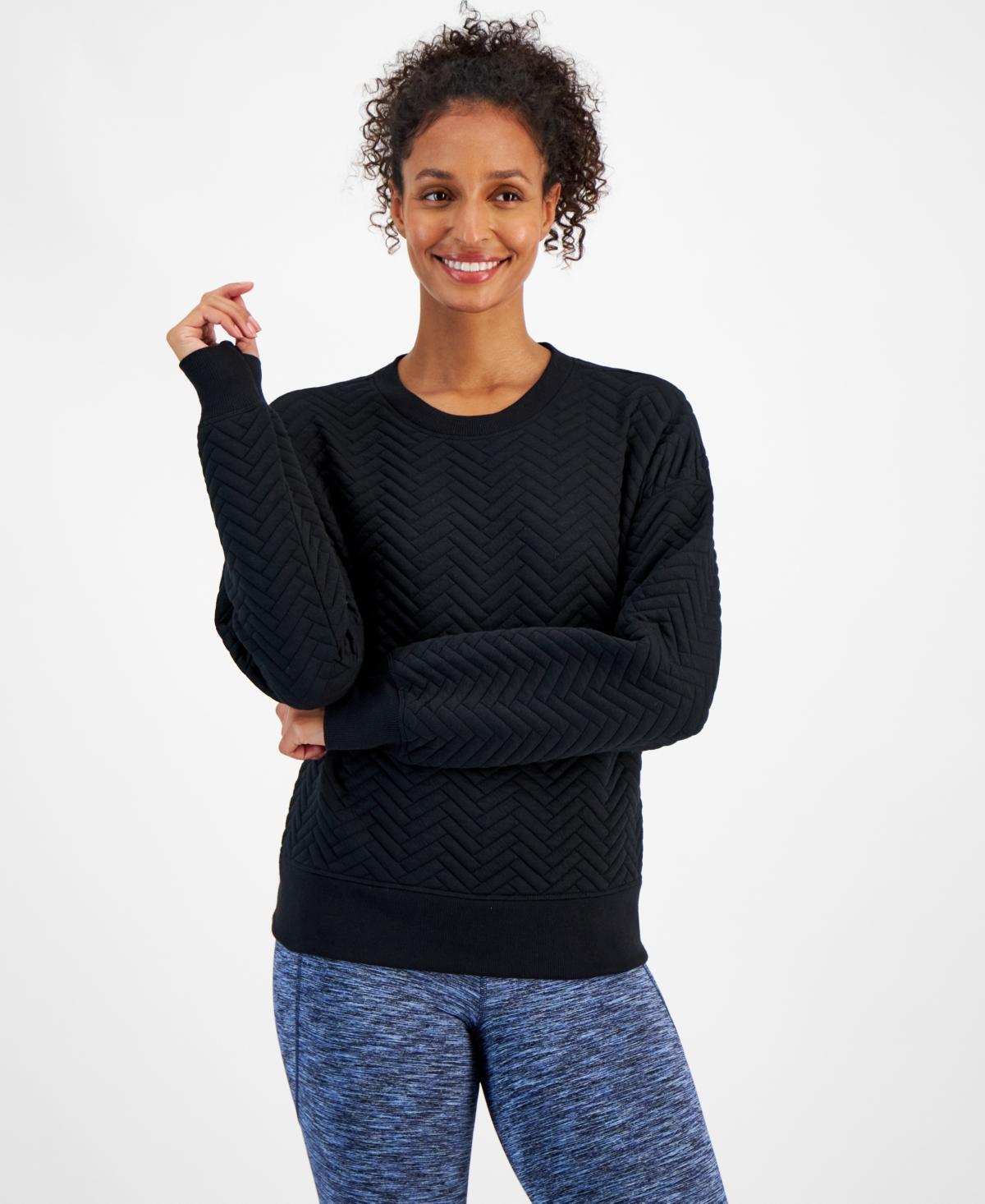 Id Ideology Womens Relaxed Quilted Crewneck Pullover, Created for Macys Product Image