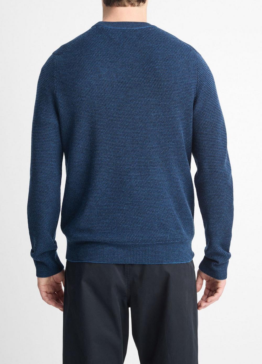 Mens Two-tone Merino Wool Mesh Sweater, Shaded Teal/coastal Blue, Size L Vince Product Image