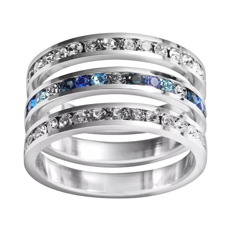 Traditions Jewelry Company Sterling Silver Crystal Eternity Ring Set, Womens White Blue Product Image