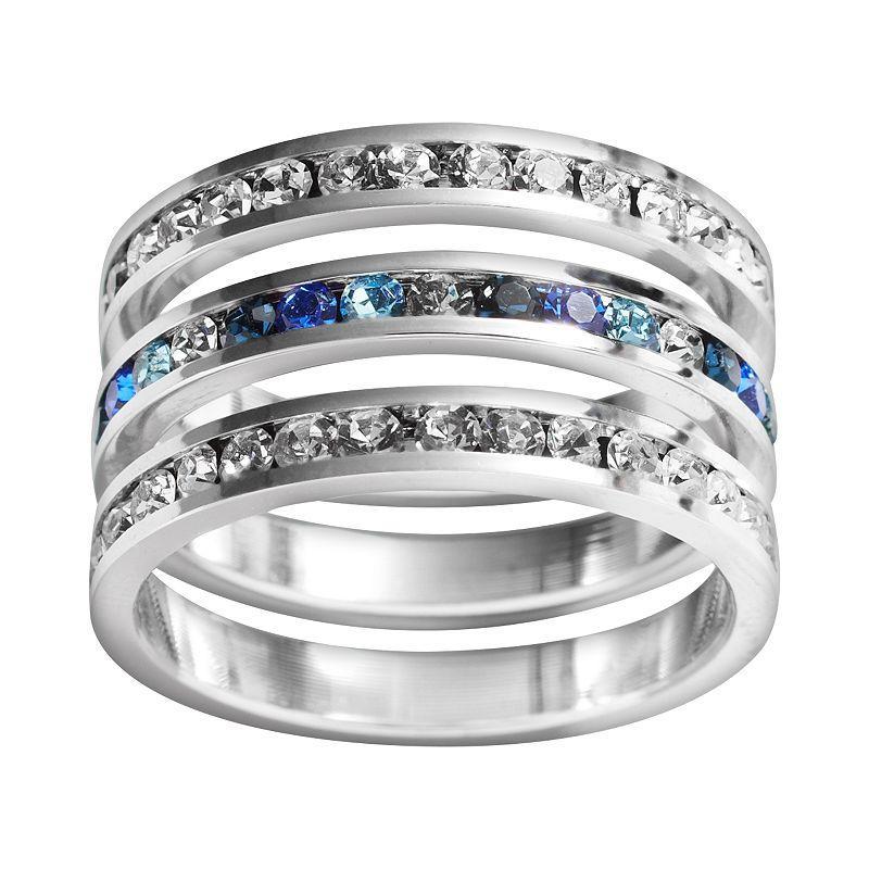 Traditions Jewelry Company Sterling Silver Crystal Eternity Ring Set, Womens Multicolor Product Image