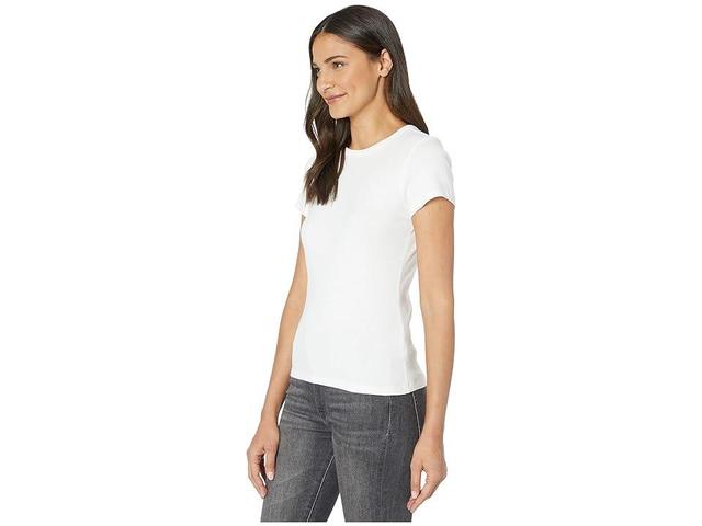 Lilla P 1x1 Rib Short Sleeve Crew Neck T-Shirt (White) Women's Clothing Product Image