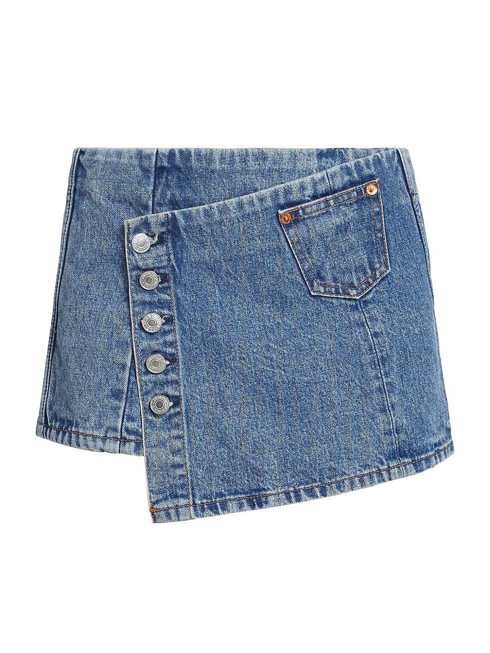 Womens Wrap Denim Miniskirt Product Image