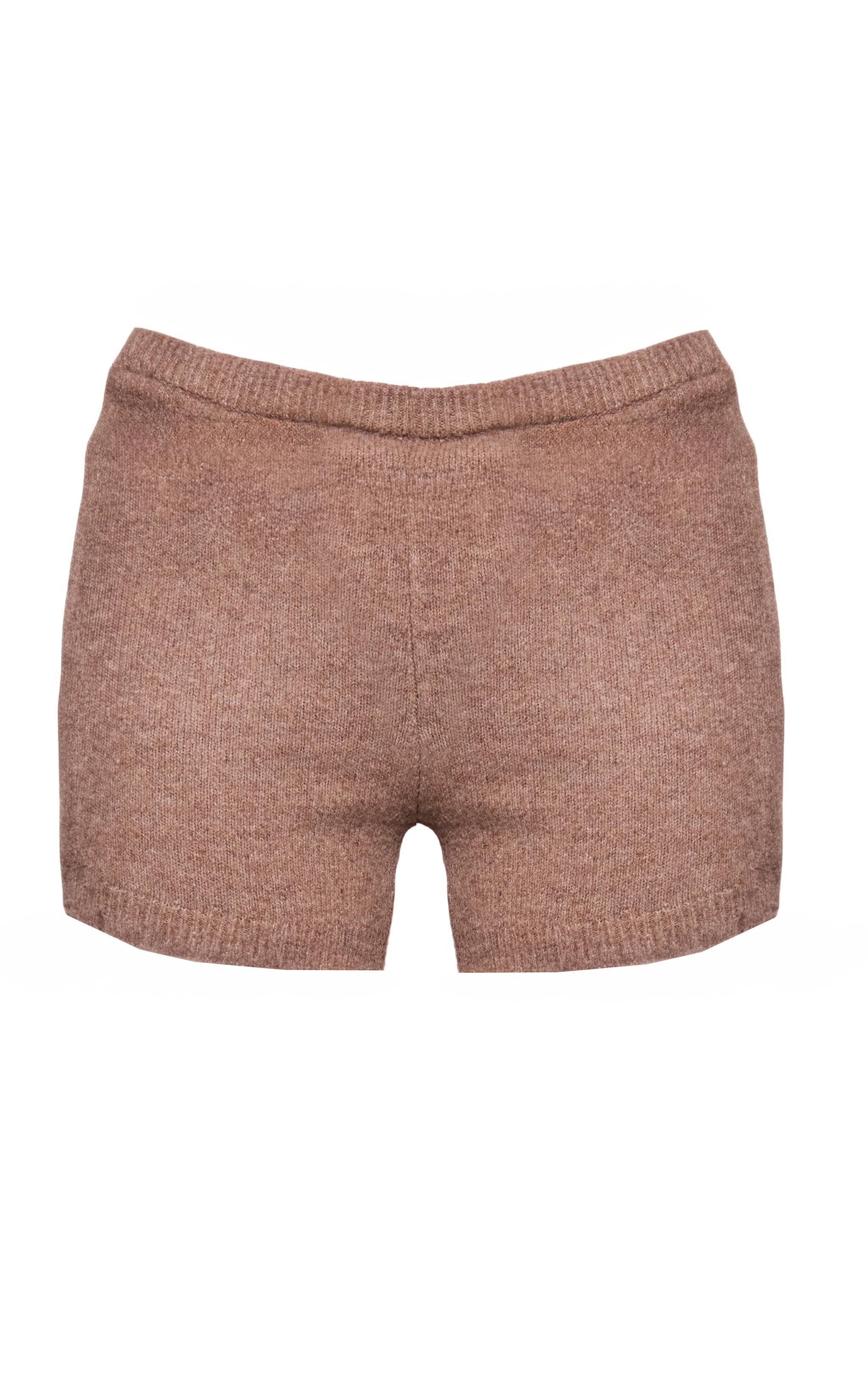 Petite Brown Knitted Low Rise Hotpants Product Image