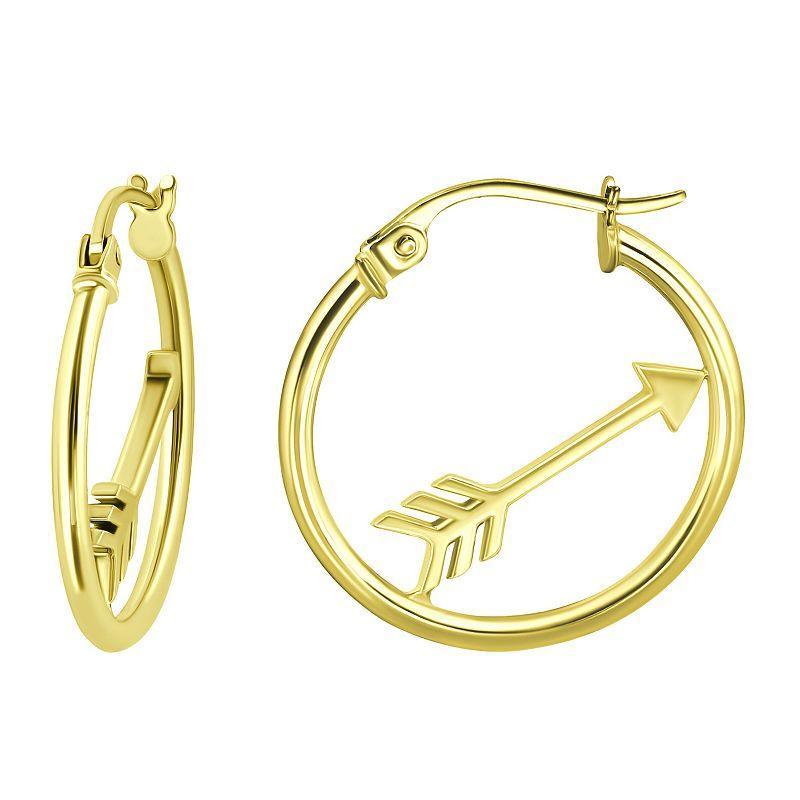 Aleure Precioso Sterling Silver Arrow Center Hoop Earrings, Womens, Gold Product Image