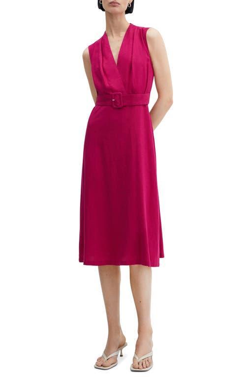 Mango Womens Belt Linen Dress Product Image