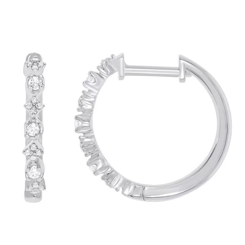 10k Gold 1/5 Carat T.W. Diamond Hoop Earrings, Womens, 10k White Gold Product Image