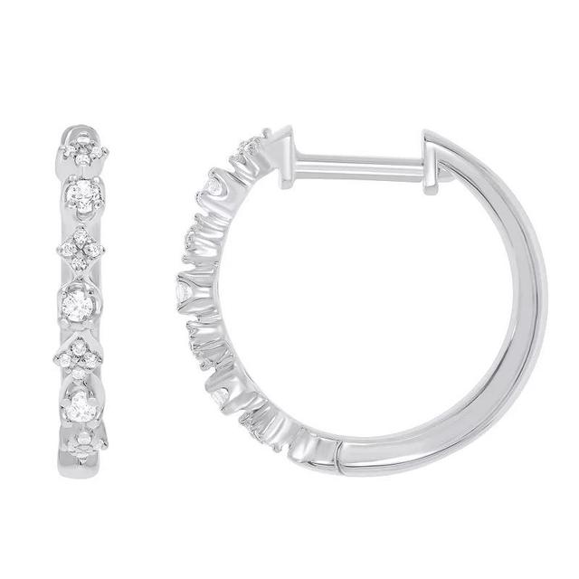 10k Gold 1/5 Carat T.W. Diamond Hoop Earrings, Womens, White Product Image