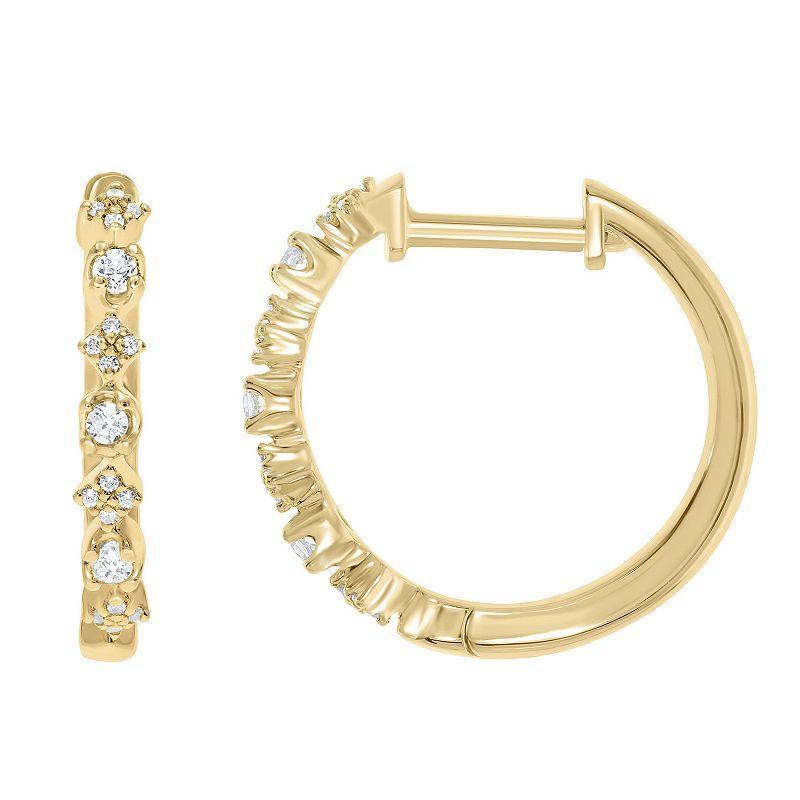 10k Gold 1/5 Carat T.W. Diamond Hoop Earrings, Womens, Yellow Product Image