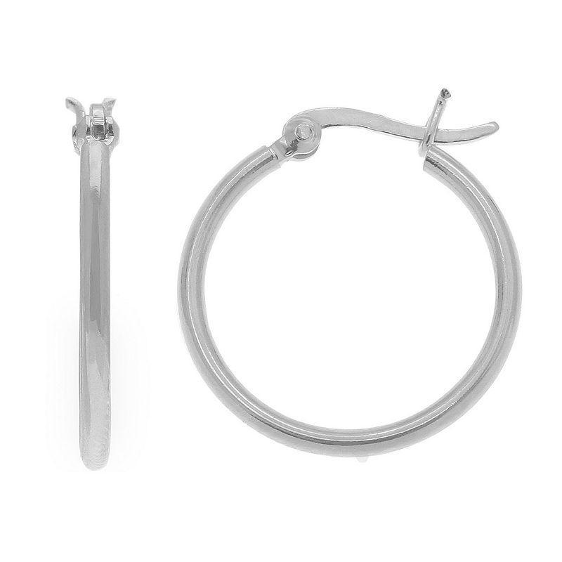 PRIMROSE Sterling Silver Hoop Earrings, Womens, Grey Product Image