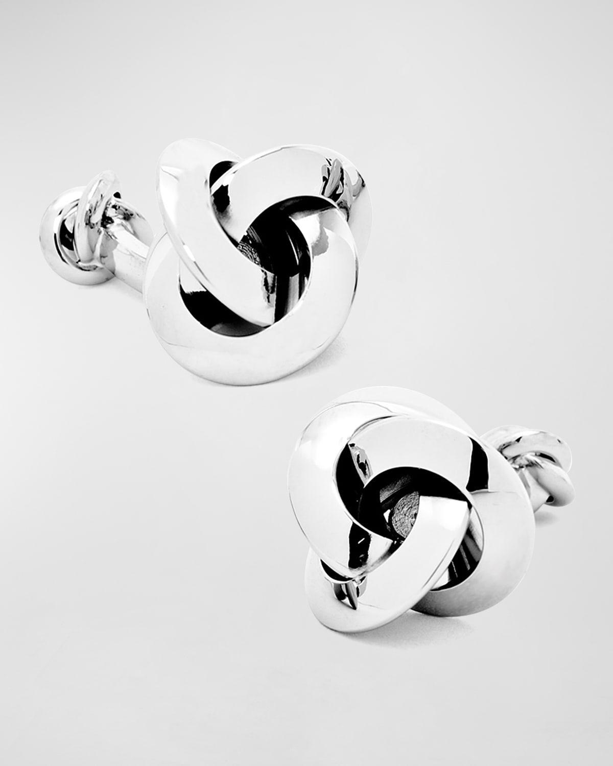 Mens Double-Sided Silver Knot Cufflinks Product Image