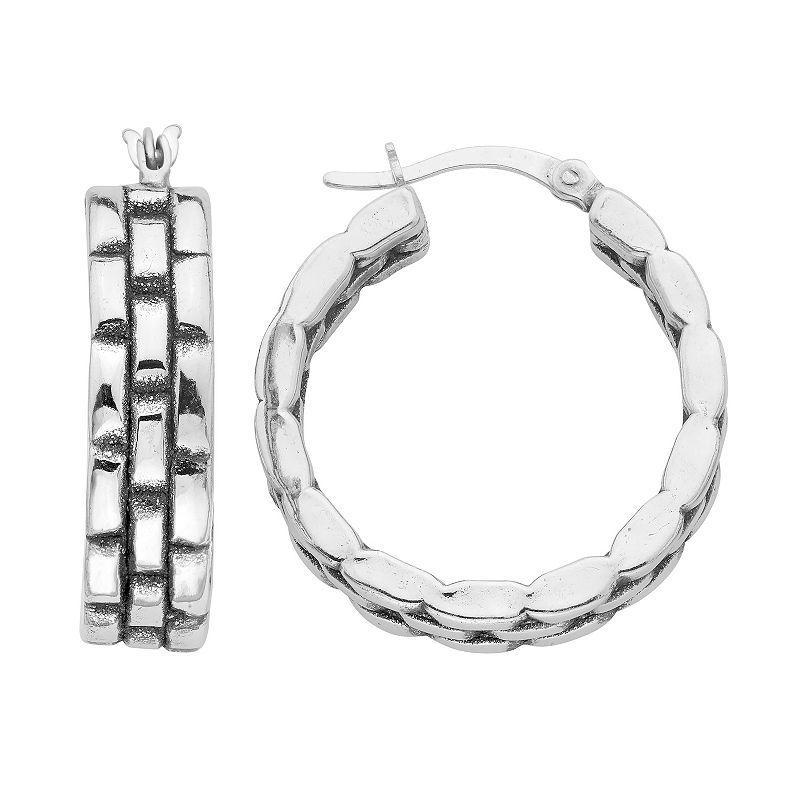 Sterling Silver Stacked Hoop Earrings, Womens Product Image