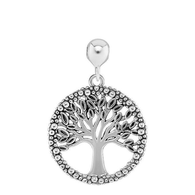 PRIMROSE Sterling Silver Polished Oxidized Family Tree Sliding Charm, Womens Product Image