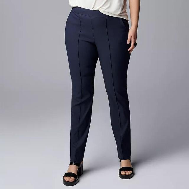 Petite Simply Vera Vera Wang Pintuck Slim Straight Pants, Womens Product Image