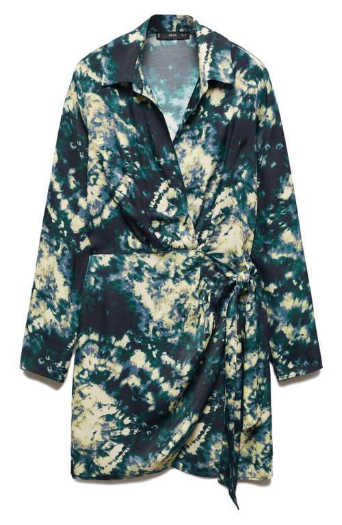 MANGO Tie Dye Long Sleeve Wrap Shirtdress Product Image