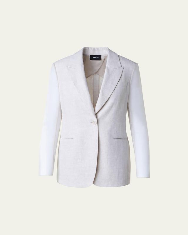 Tiziano Linen Blazer Jacket with Organza Sleeves Product Image