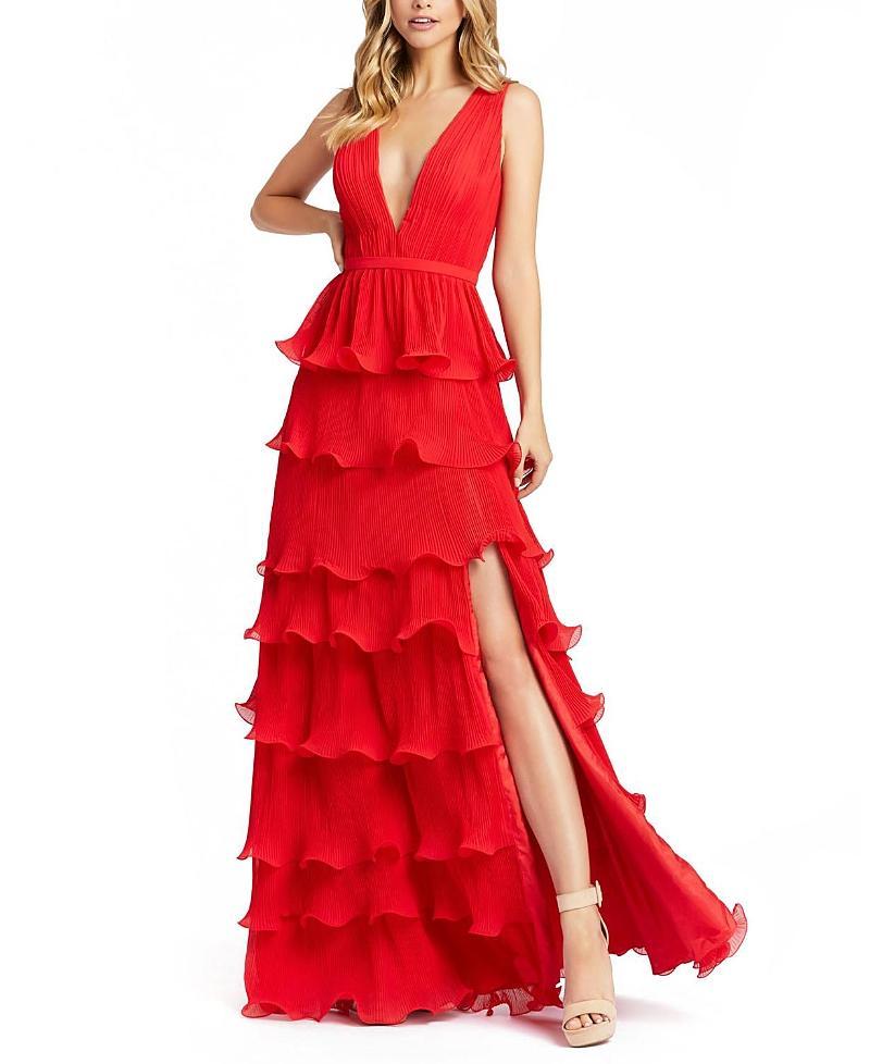 Ieena for Mac Duggal Tiered Ruffle A-Line Gown Product Image