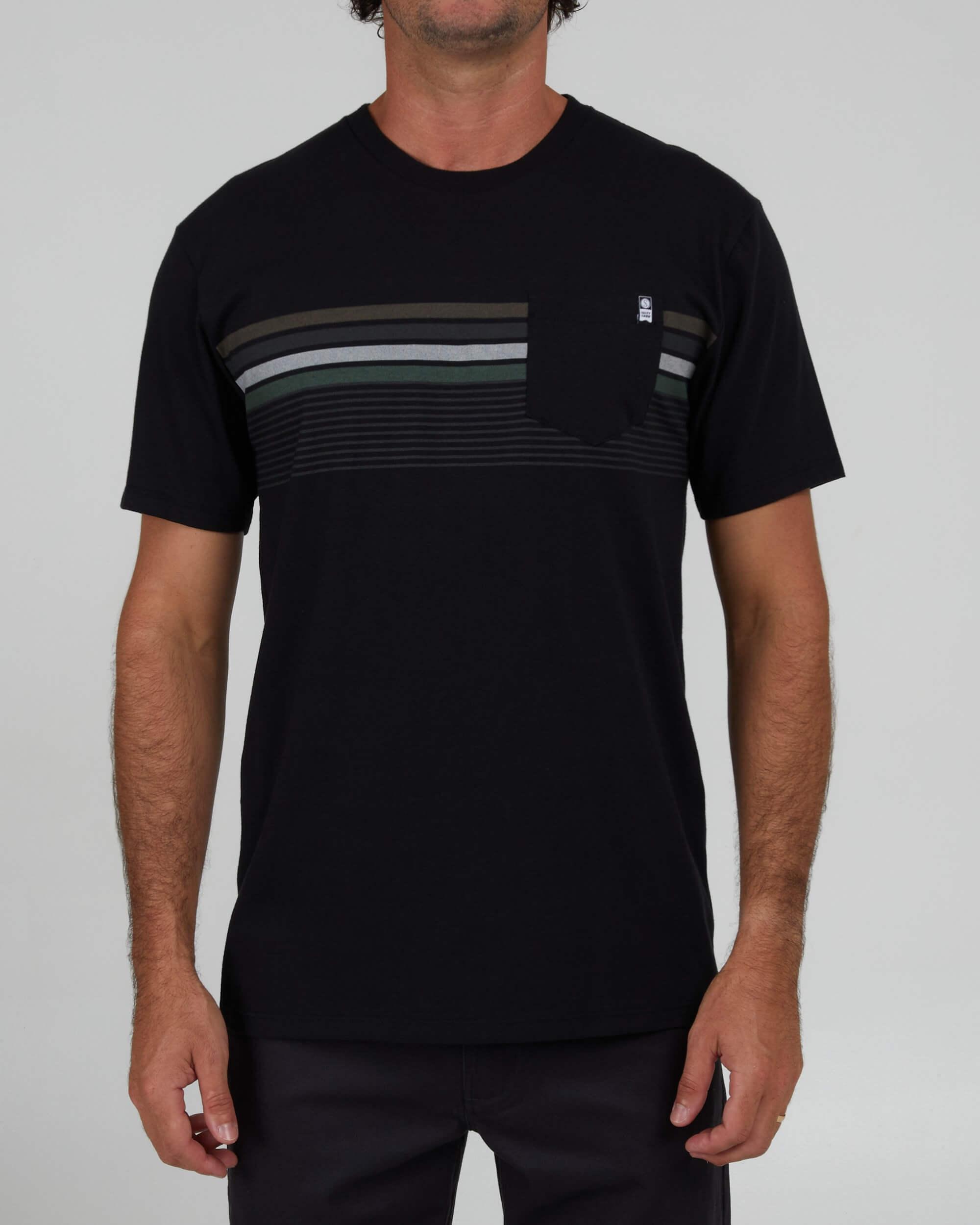 LINEUP STRIPE PREMIUM S/S TEE - Black Product Image