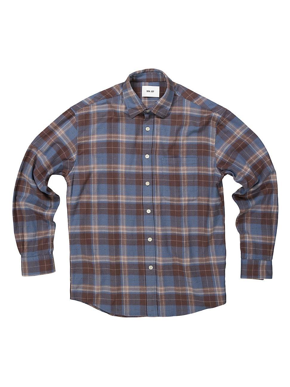 NN07 Deon 5465 Plaid Organic Cotton Flannel Button-Up Shirt Product Image