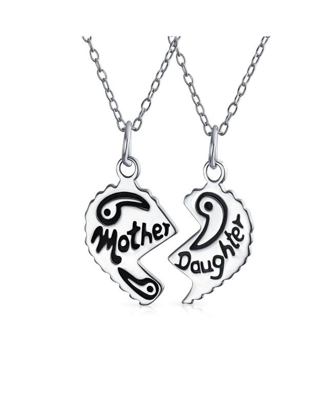 Bling Jewelry Best Friends 2 pcs Set Bff Split Heart Break Apart Puzzle Word Mother Daughter Pendant Necklace For Women Oxidized Sterling - Sil Product Image