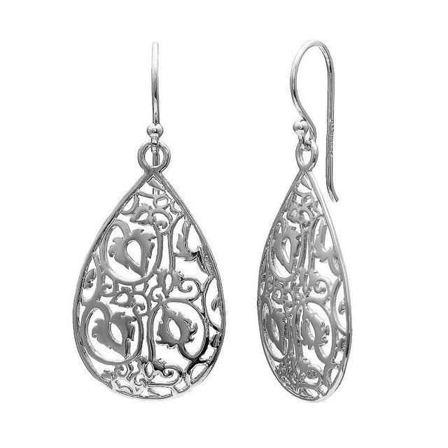 PRIMROSE Sterling Silver Filigree Teardrop Earrings, Womens, Grey Product Image