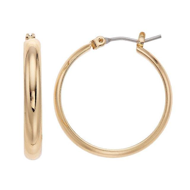 Nine West Smooth Hoop Earrings, Womens, Gold Tone Product Image