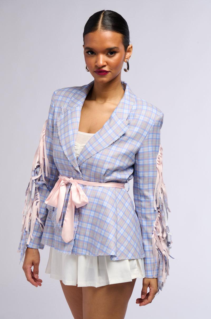 SHABBY CHIC PLAID BLAZER WITH RIBBONS Product Image