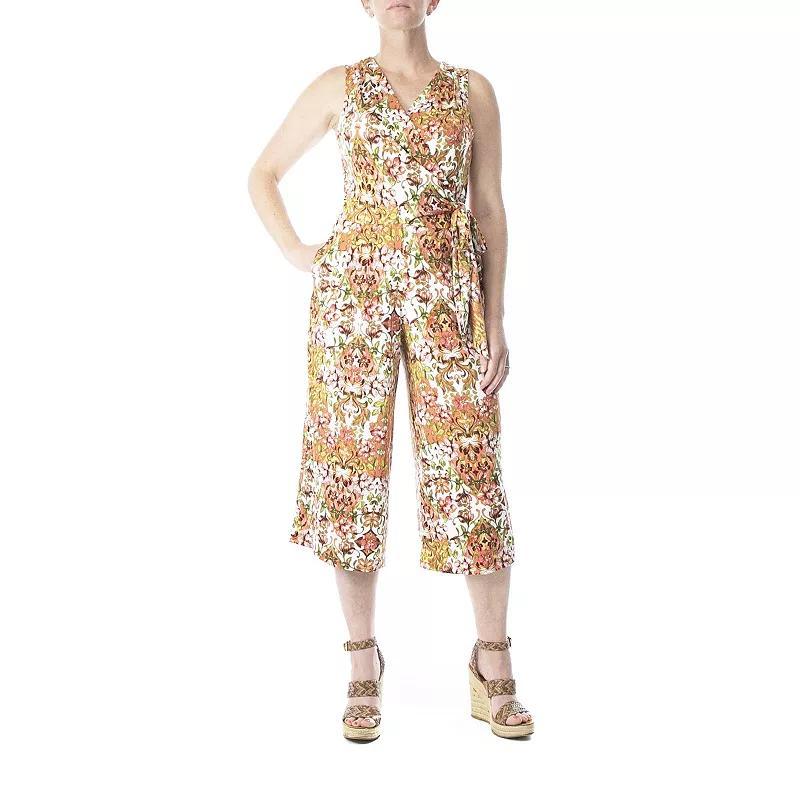 Womens Nina Leonard Print Surplice Wide-Leg Jumpsuit Product Image