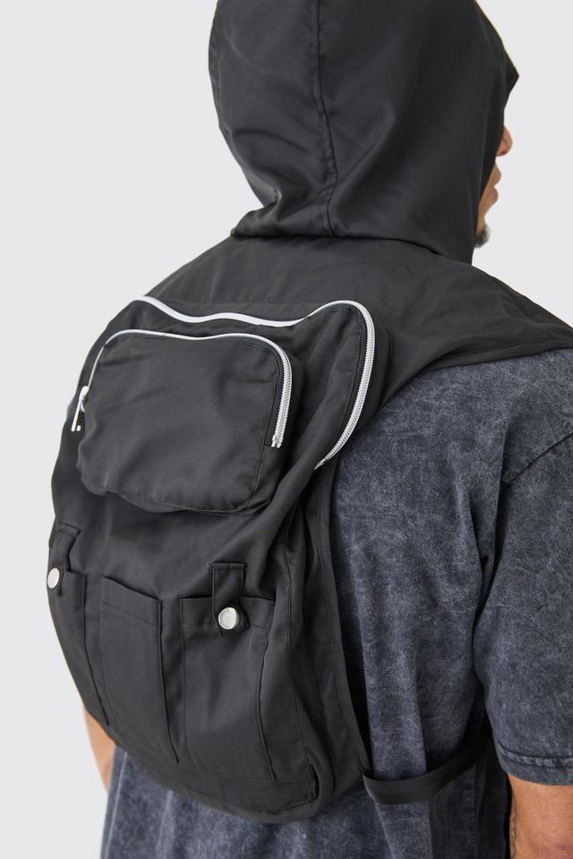 Hooded Nylon Utility Vest | boohooMAN USA Product Image