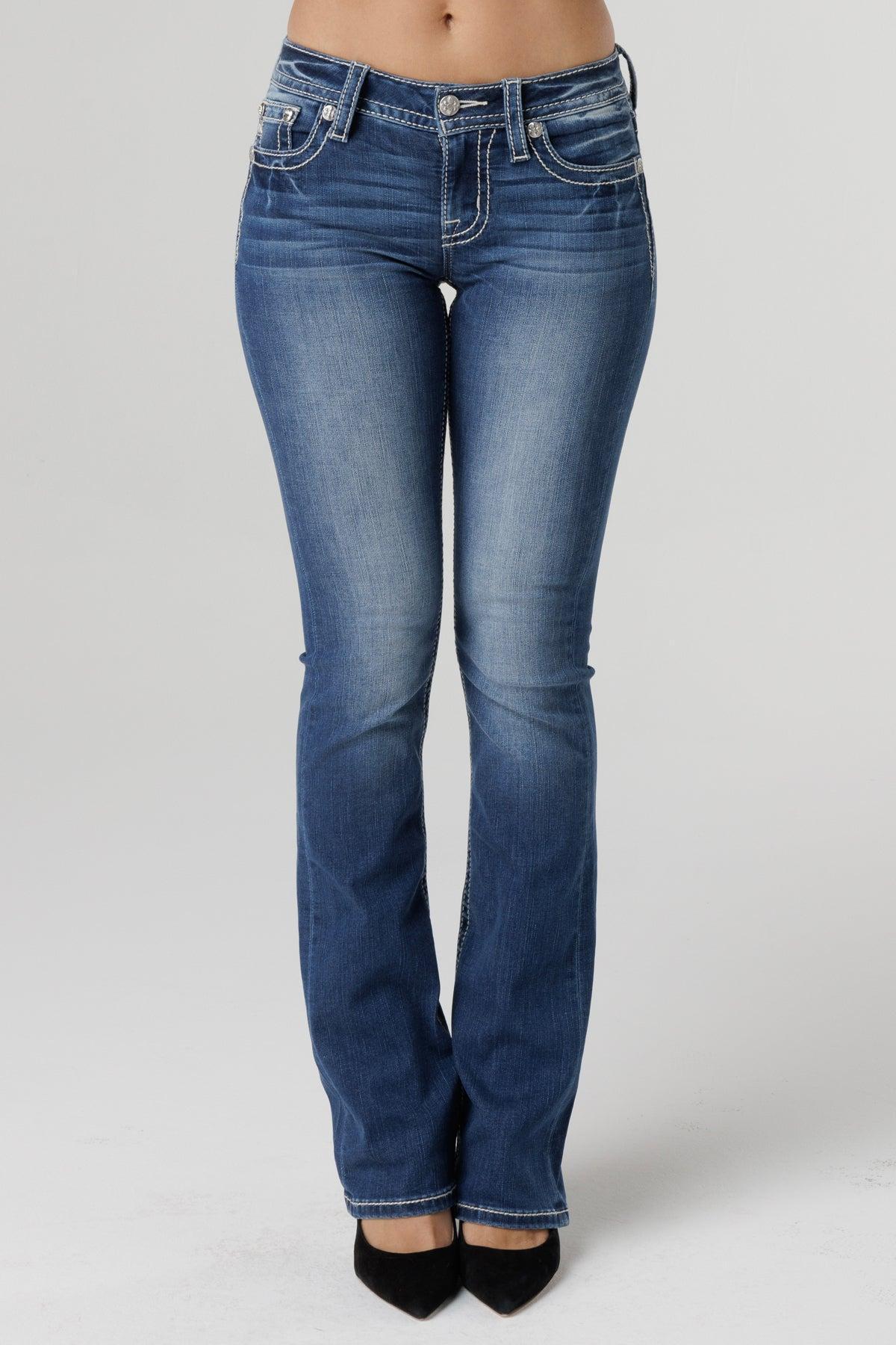 Stitched and Jaded Bootcut Jeans Product Image