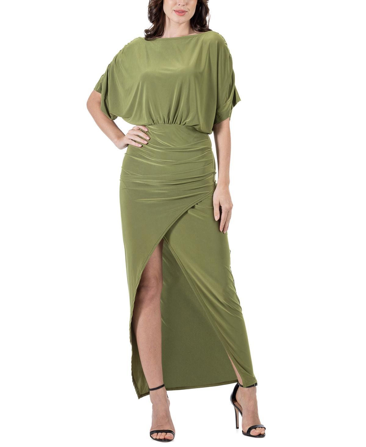 24seven Comfort Apparel Womens Boat Neck Slit Maxi Dress Product Image