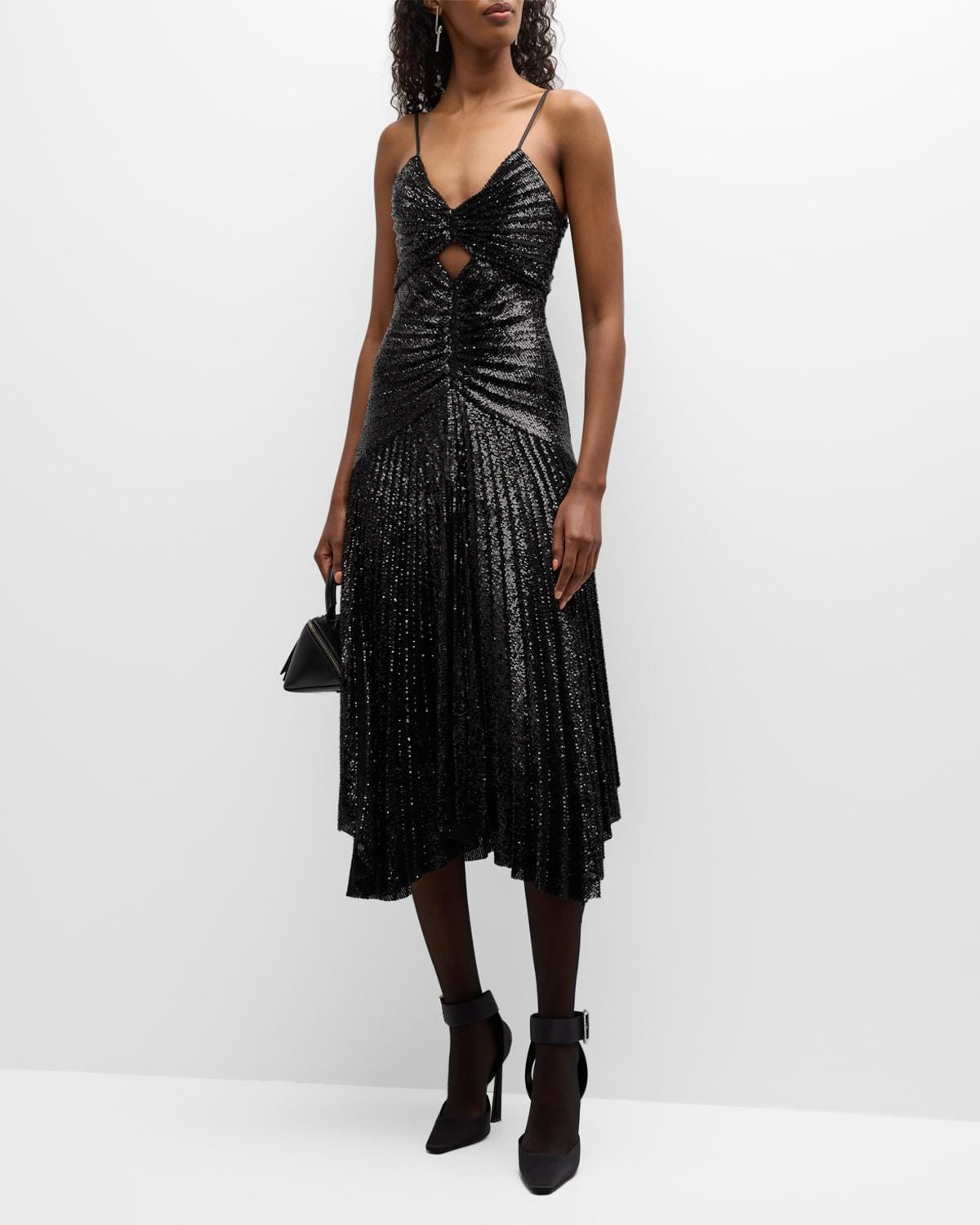 Womens Lou Sequined Keyhole Midi-Dress Product Image