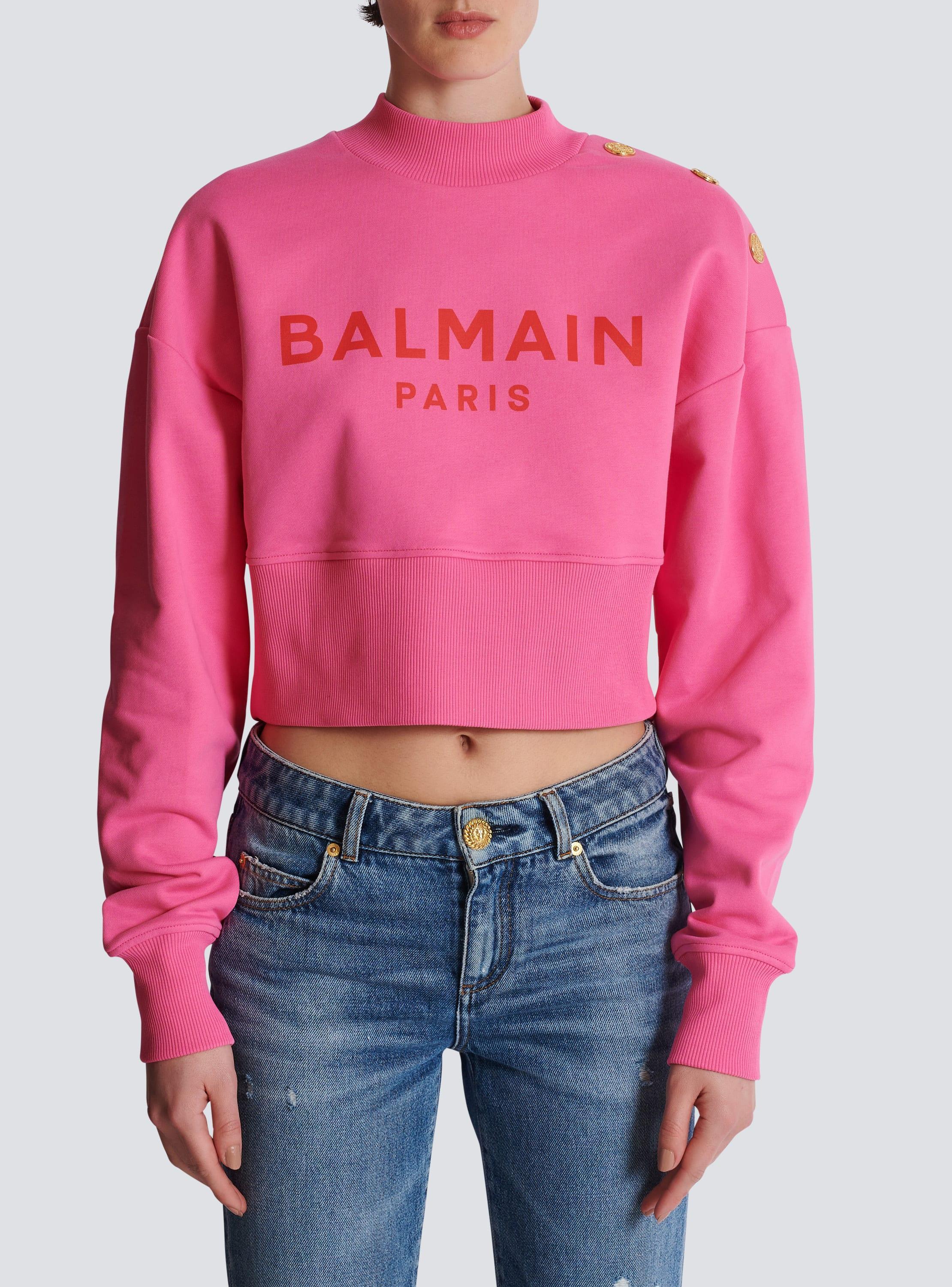 Cropped sweatshirt with Balmain Paris print Product Image