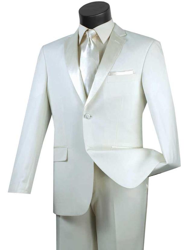 (38R, 40R, 44R) Slim Fit Tuxedo 2 Piece 2 Buttons Design in Ivory Product Image