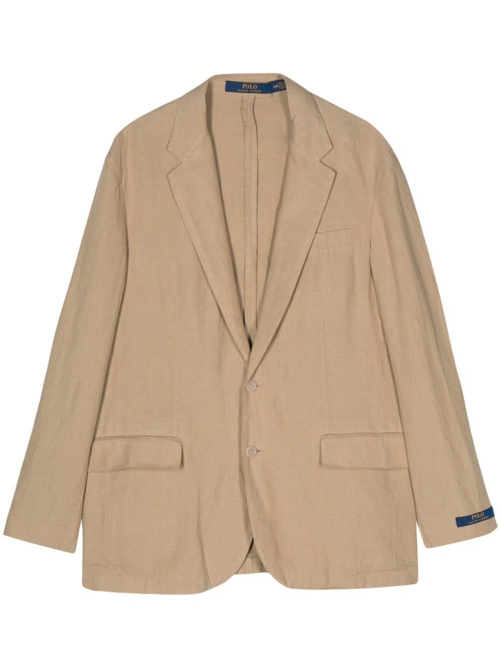 Single-breasted Linen Blazer In Neutrals Product Image