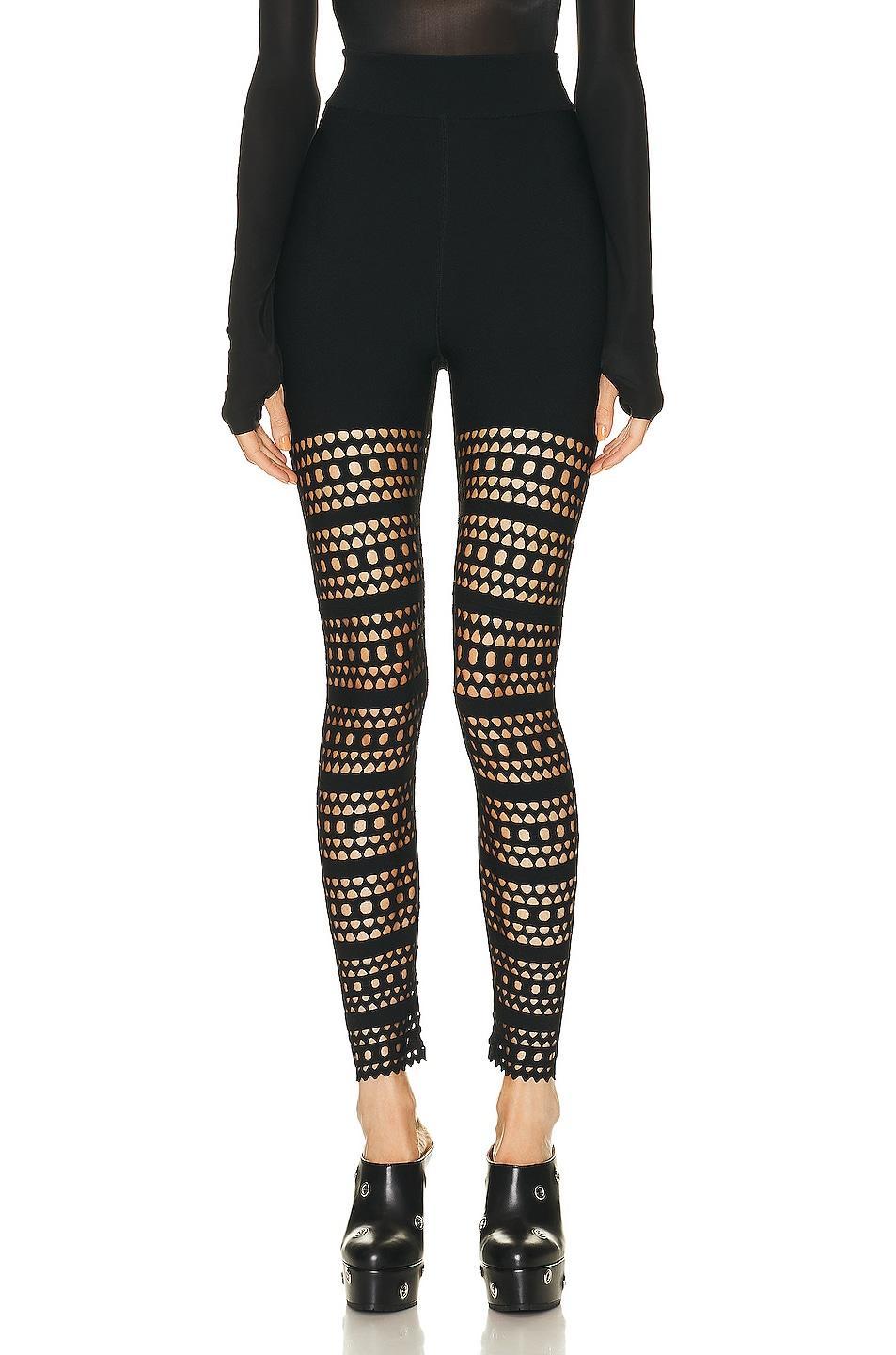 ALAÏA - Women's Vienne Laser-Cut Leggings - Black - FR 40 - Moda Operandi Product Image