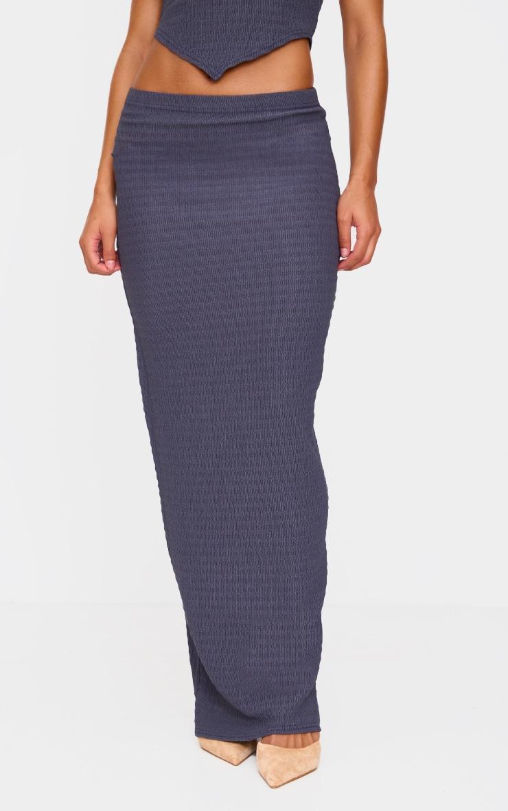 Blue Grey Textured Maxi Skirt Product Image