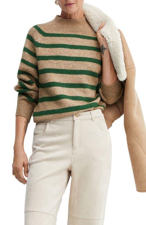 MANGO - Round-neck striped sweater dark greenWomen Product Image