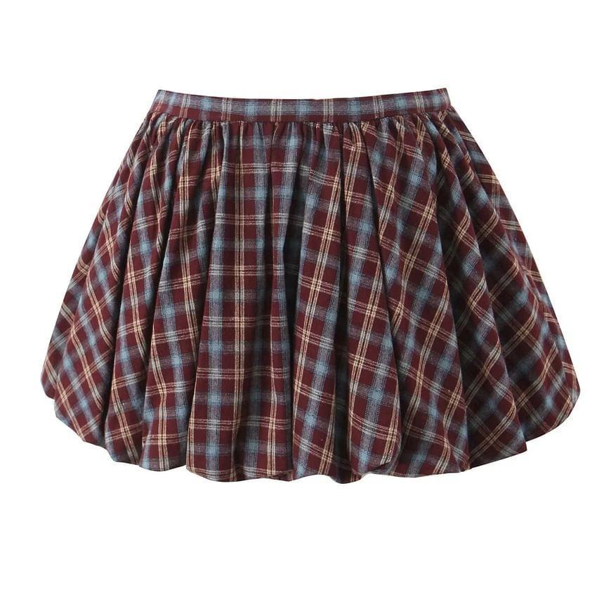 Plaid Mini A-Line Skirt Product Image