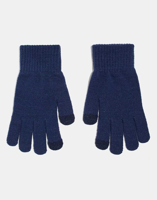 ASOS DESIGN touchscreen gloves in navy Product Image