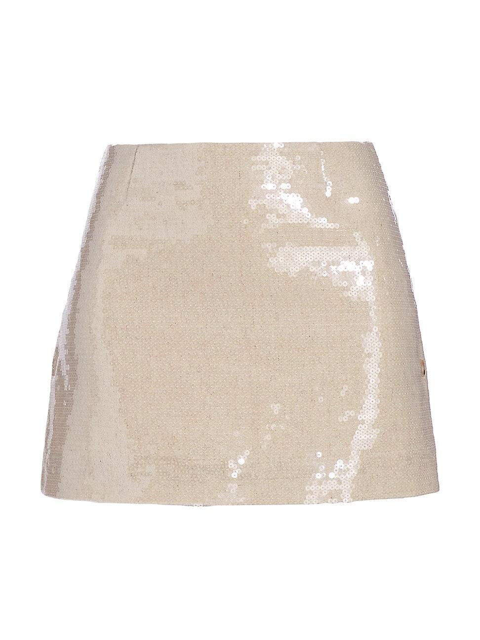 Womens Quattro Linen-Blend Sequined Miniskirt Product Image