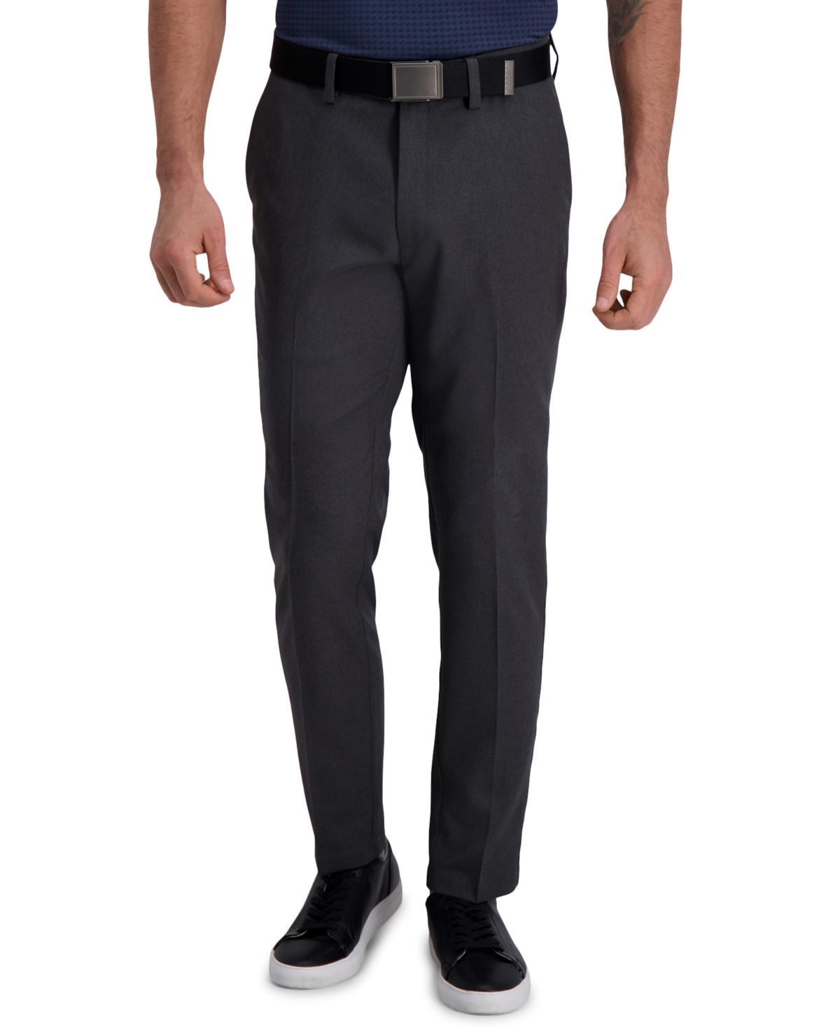 Mens Haggar Cool Right Performance Flex Slim-Fit Flat-Front Pants Dark Gray Grey Product Image