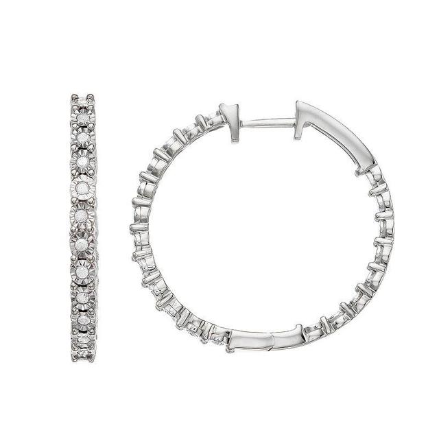 Diamond Brilliance 1/4 Carat T.W. Diamond Hoop Earrings, Womens, Sterling Silver Product Image