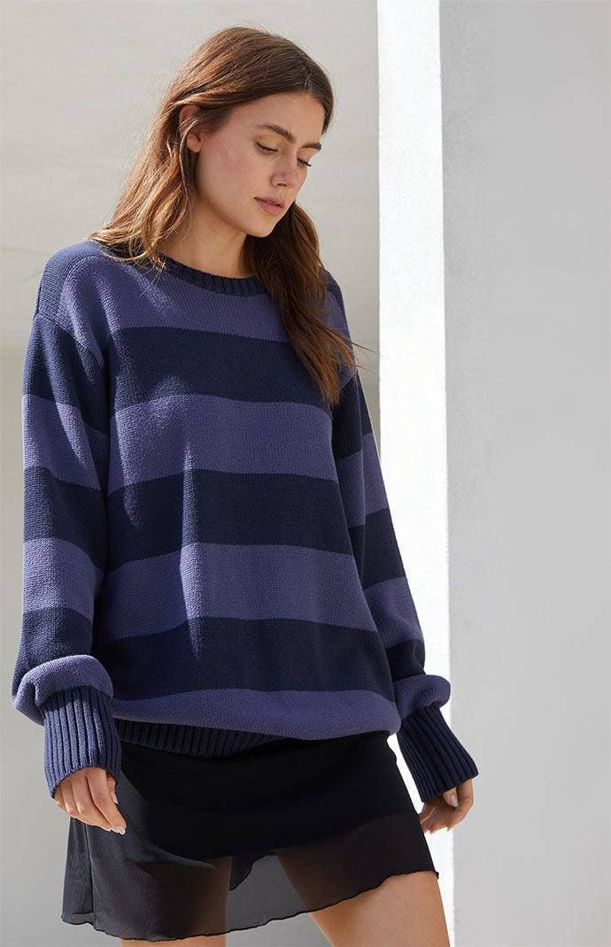 John Galt Womens Blue & Navy Striped Brianna Sweater Product Image